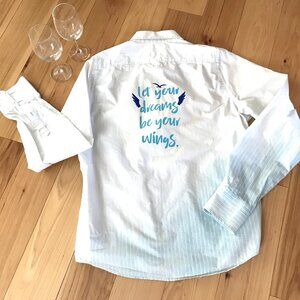 Upcycled Bleached Shirt Hand Painted Inspirational Saying, Women's Plus Size